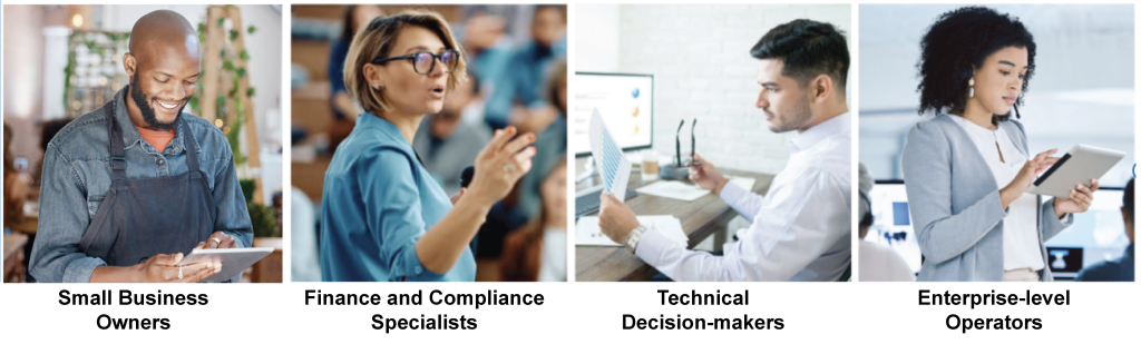 Small Business Owners, Finance and Compliance Specialists, Technical Decision-Makers, and Enterprise-level Operators